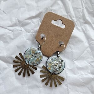 Artistic Dangle Earrings with Blue and Gold Accents